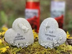 Flower Power Grabdekoration Memoria Herz mit Rosen 2-fach Sortiert