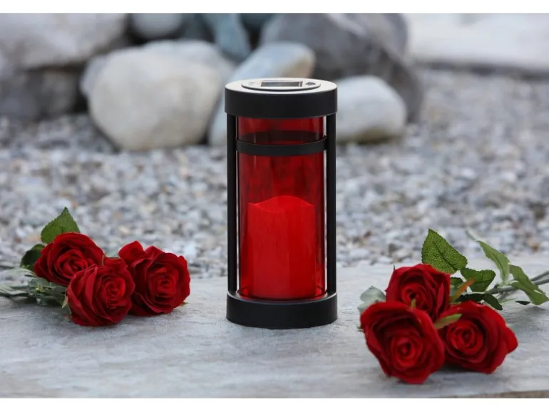 Flower Power LED Outdoor Grablampe Arimo Solar Rot