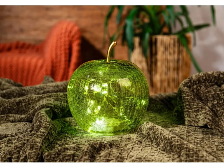 FlowerPower Deko-Apfel Pomo mit LED Ø 16,5 cm x 20,5 cm Hellgrün