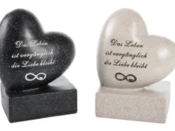 FlowerPower Gedenkstein Herz Unendlich 8 cm x 13 cm x 17 cm Grau