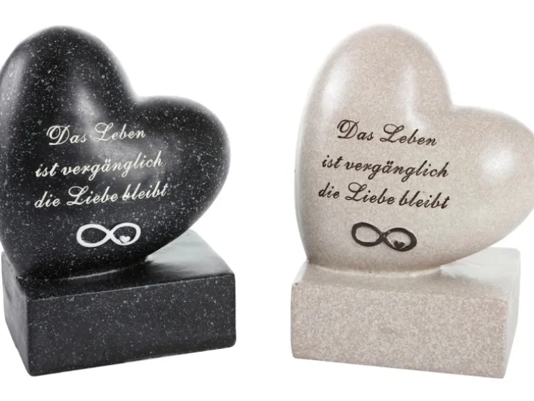 FlowerPower Gedenkstein Herz Unendlich 8 cm x 13 cm x 17 cm Grau