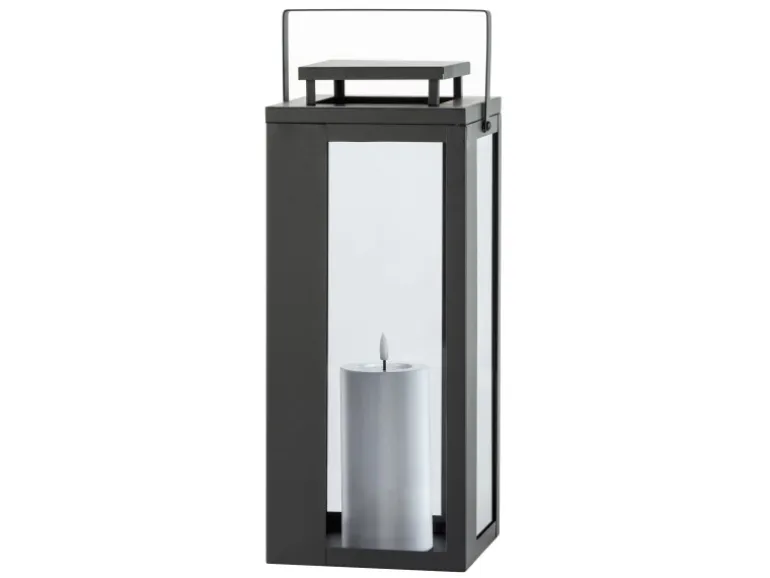 FlowerPower LED-Laterne Lucido Outdoor 40,5 cm x 16,5 cm x 16,5 cm Schwarz