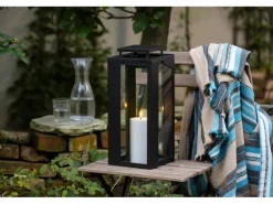 FlowerPower LED-Laterne Lucido Outdoor 40,5 cm x 16,5 cm x 16,5 cm Schwarz