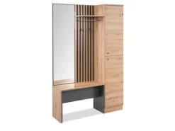 Furn.Design Garderobe Eiche Artisan und Grau 122 cm 3D Lamelle Industrial Madem