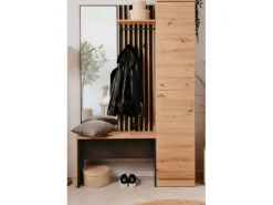 Furn.Design Garderobe Eiche Artisan und Grau 122 cm 3D Lamelle Industrial Madem