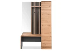 Furn.Design Garderobe Eiche Artisan und Grau 122 cm 3D Lamelle Industrial Madem