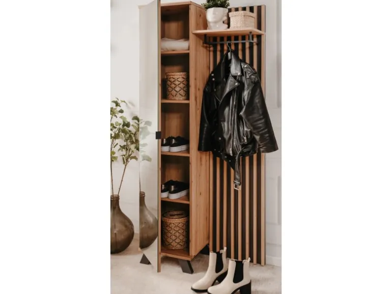 Furn.Design Garderobe Eiche Artisan und Grau 80 cm 3D Lamelle Industrial Madem