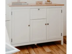 Furn.Design Sideboard Landhaus Weiß Eiche Artisan 120 cm 3-türig Vestland