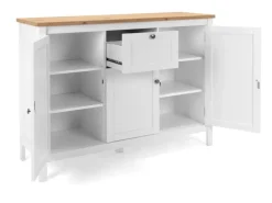 Furn.Design Sideboard Landhaus Weiß Eiche Artisan 120 cm 3-türig Vestland