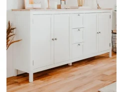 Furn.Design Sideboard Landhaus Weiß Eiche Artisan 180 cm 4-türig Vestland