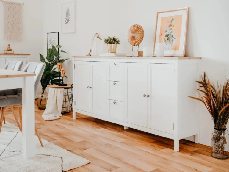 Furn.Design Sideboard Landhaus Weiß Eiche Artisan 180 cm 4-türig Vestland