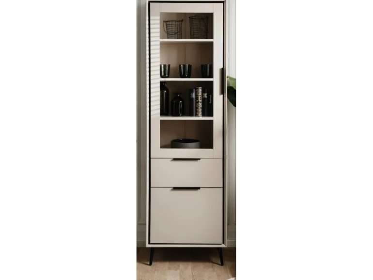Furn.Design Vitrine in Sand und Schwarz 60 x 200 cm Brebbia