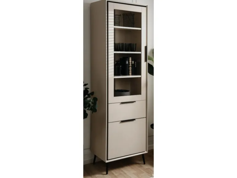 Furn.Design Vitrine in Sand und Schwarz 60 x 200 cm Brebbia