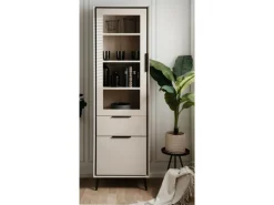 Furn.Design Vitrine in Sand und Schwarz 60 x 200 cm Brebbia
