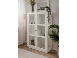 Furn.Design Vitrine Weiß 100 x 150 cm 2-türig 6 Vitrinenfächer Modern Blanverd