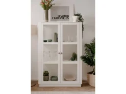 Furn.Design Vitrine Weiß 100 x 150 cm 2-türig 6 Vitrinenfächer Modern Blanverd