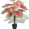 furnicato Künstliche Caladium Pflanze mit Topf 85 cm Rot und Grün