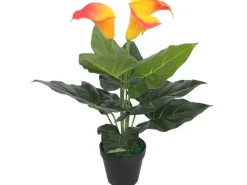 furnicato Künstliche Calla-Lilie mit Topf 45 cm Rot und Gelb