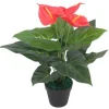 furnicato Künstliche Flamingoblume mit Topf 45 cm Rot und Gelb