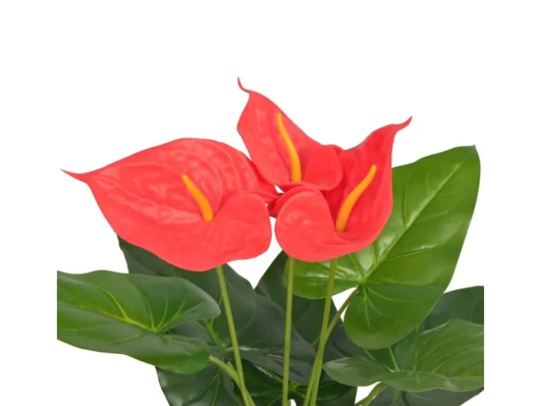 furnicato Künstliche Flamingoblume mit Topf 45 cm Rot und Gelb