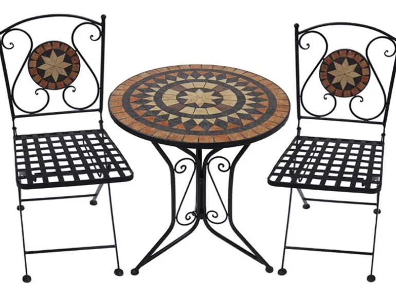 Garden Pleasure Bistro-Set Pular 3-teilg Schwarz-Braun