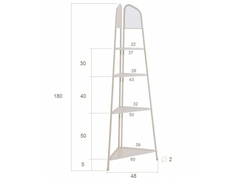 Garden Pleasure Mwh Eckregal Ekko 180 cm x 48 cm x 48 cm Beige