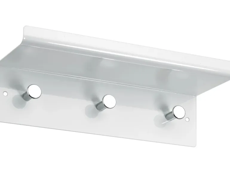 Garderobe mit Ablage Metall Weiss 3 Haken
