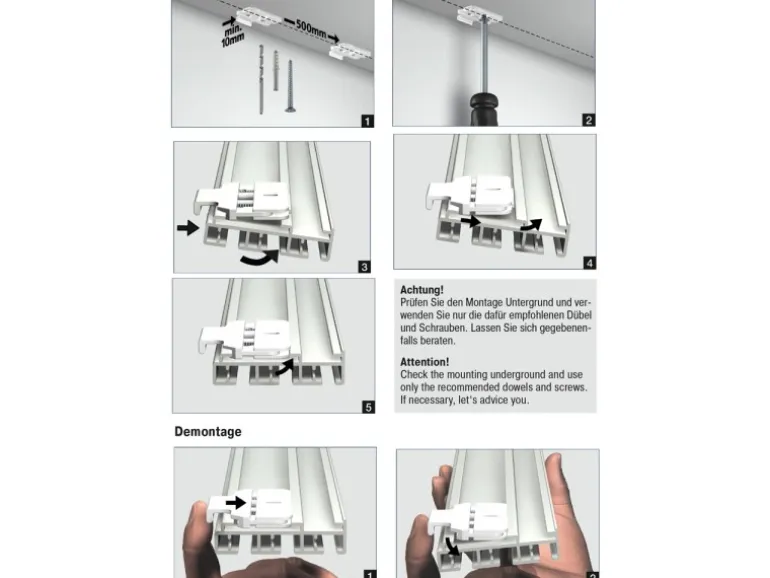 Gardinia Deckenclip für Flächenvorhangschiene 3-läufig Weiß 2-er Pack