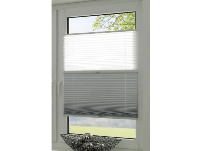 Gardinia Easy Fix Plissee Tag und Nacht Weiß 90 cm x 210 cm