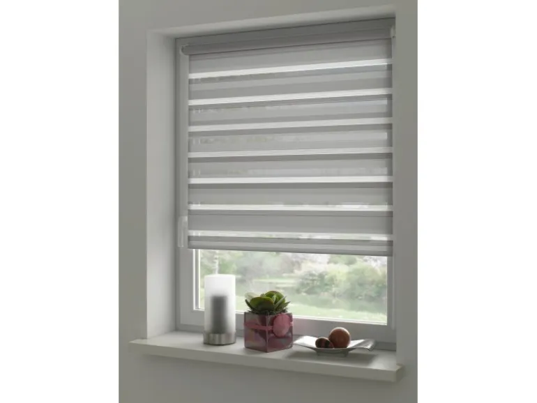 Gardinia Easyfix Doppelrollo mit Montageschiene 45 cm x 150 cm Grau