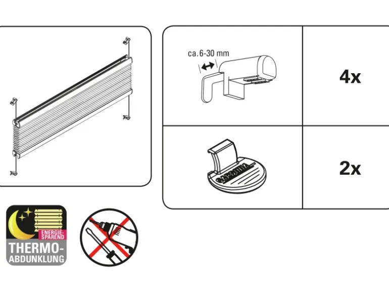 Gardinia EasyFix Thermo-Plissee mit 2 Bedienschienen 50 cm x 130 cm Weiß