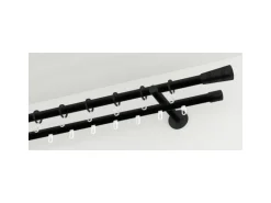 Gardinia Endstück Chicago Zylinder für Ø 20 mm Schwarz-Matt 2-er Pack