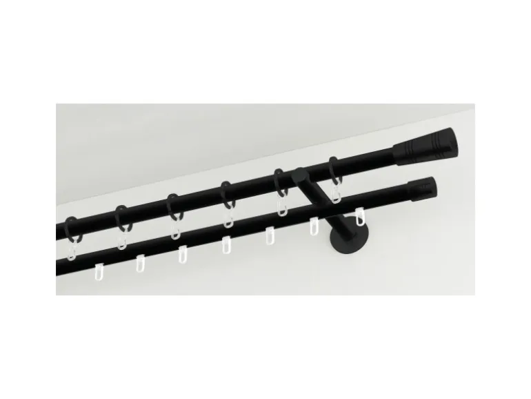 Gardinia Endstück Chicago Zylinder für Ø 20 mm Schwarz-Matt 2-er Pack