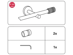 Gardinia Endstück Chicago Zylinder für Ø 20 mm Edelstahloptik 2-er Pack