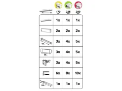 Gardinia Flächenvorhangschiene Komfort Komplett-Set 3-läufig Silber 170 cm