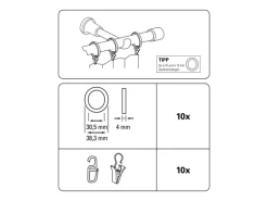 Gardinia Gardinenringe Europa für Ø 19 mm Messing-Antik 10-er Pack