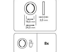Gardinia Gardinenringe New York für Ø 12 mm Edelstahl 8-er Pack