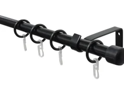 Gardinia Gardinenstangen Set 1-läufig Cap Schwarz ausziehbar