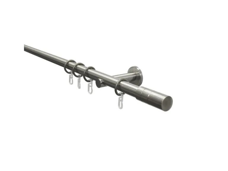 Gardinia Gardinenstangen-Set Zylinder Ø 20 mm Edelstahloptik 160 cm