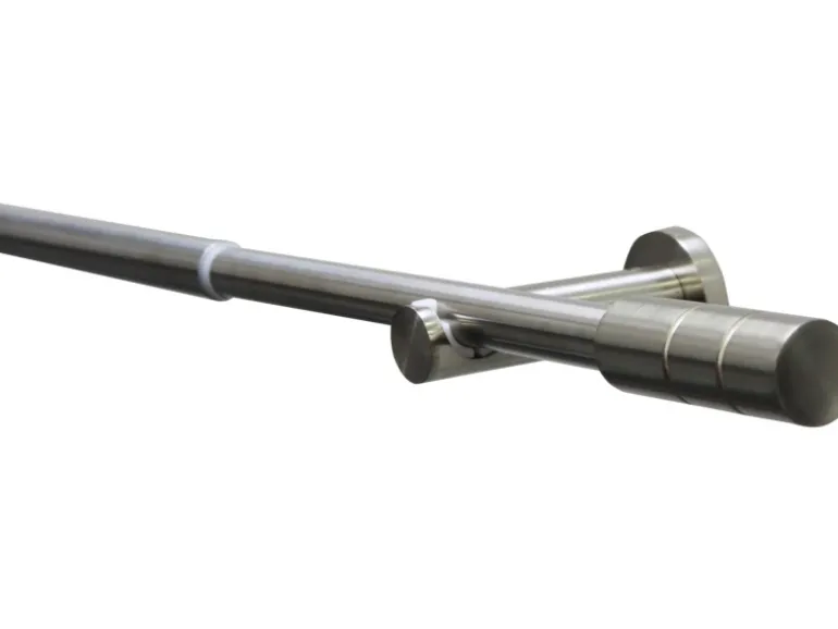 Gardinia Gardinenstangen-Set Kreta Zylinder Ø 16/19mm 190-340 cm Edelstahl-Optik