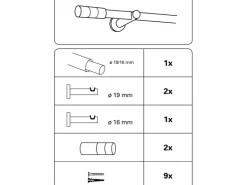 Gardinia Gardinenstangen-Set Kreta Zylinder Ø 16/19mm 190-340 cm Edelstahl-Optik