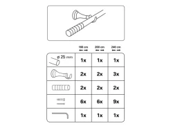 Gardinia Gardinenstangen-Set Belamy Ø 25 mm Edelstahloptik 200 cm