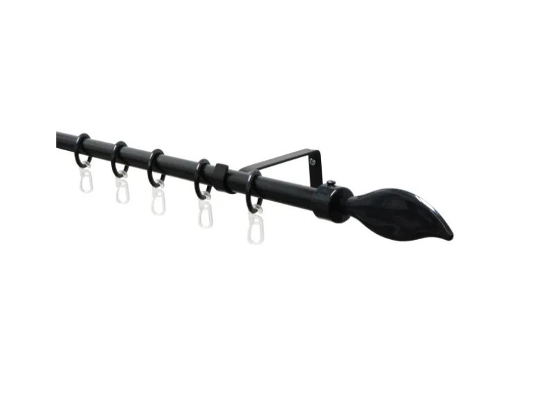 Gardinia Gardinenstangen-Set Flame Ø 13/16 mm Schwarz 130 cm - 240 cm