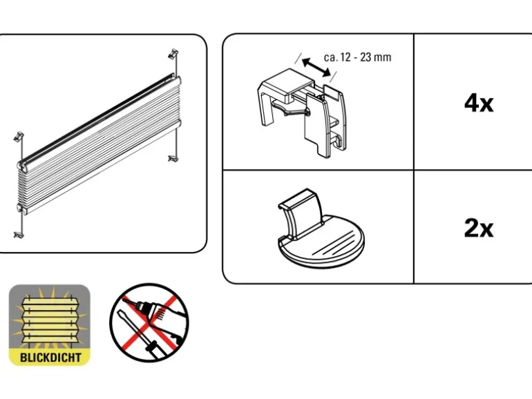 Gardinia Plissee Concept zum Klemmen Lissy 80 cm x 210 cm Weiß
