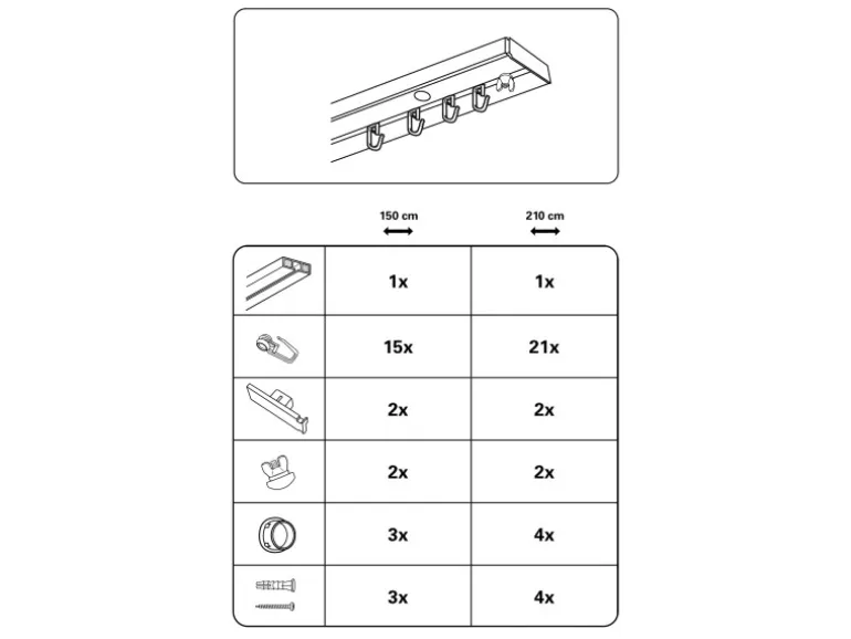 Gardinia Vorhangschienen-Set 1-Lauf Schwarz 210 cm