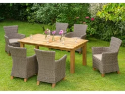 Gartenmöbel-Set Toskana 13-tlg. Natur inkl. Ausziehtisch