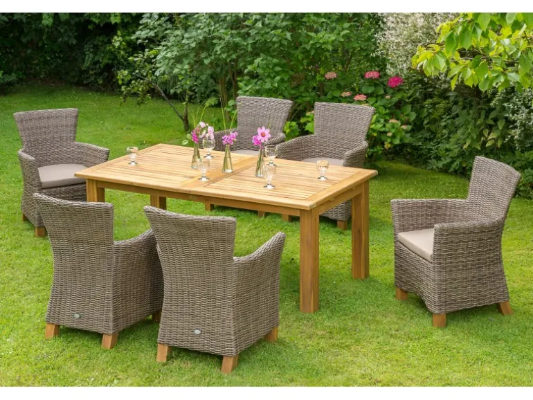 Gartenmöbel-Set Toskana 13-tlg. Natur inkl. Ausziehtisch