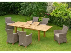 Gartenmöbel-Set Toskana 13-tlg. Natur inkl. Ausziehtisch