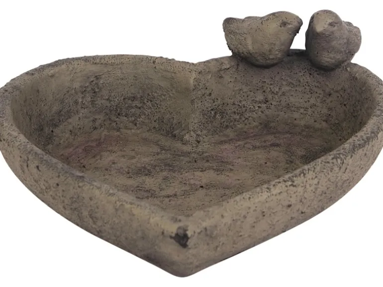 Garten-Vogeltränke Herzform Ø 26 cm Dunkelgrau