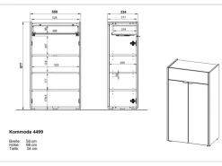 Germania Kommode Forano 4499 Graphit Eiche 56 cm x 98 cm x 34 cm